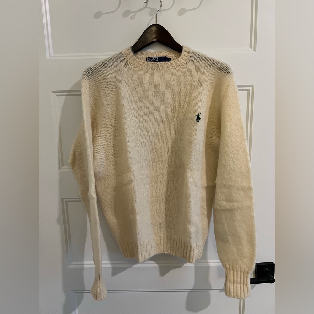 Vintage 80s Polo Ralph Lauren Shetland Wool Sweater Cream Hong Kong- Men’s XL 44